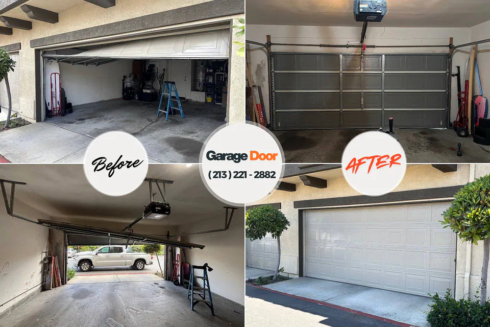 Before and after: garage door repair Fife Heights, WA